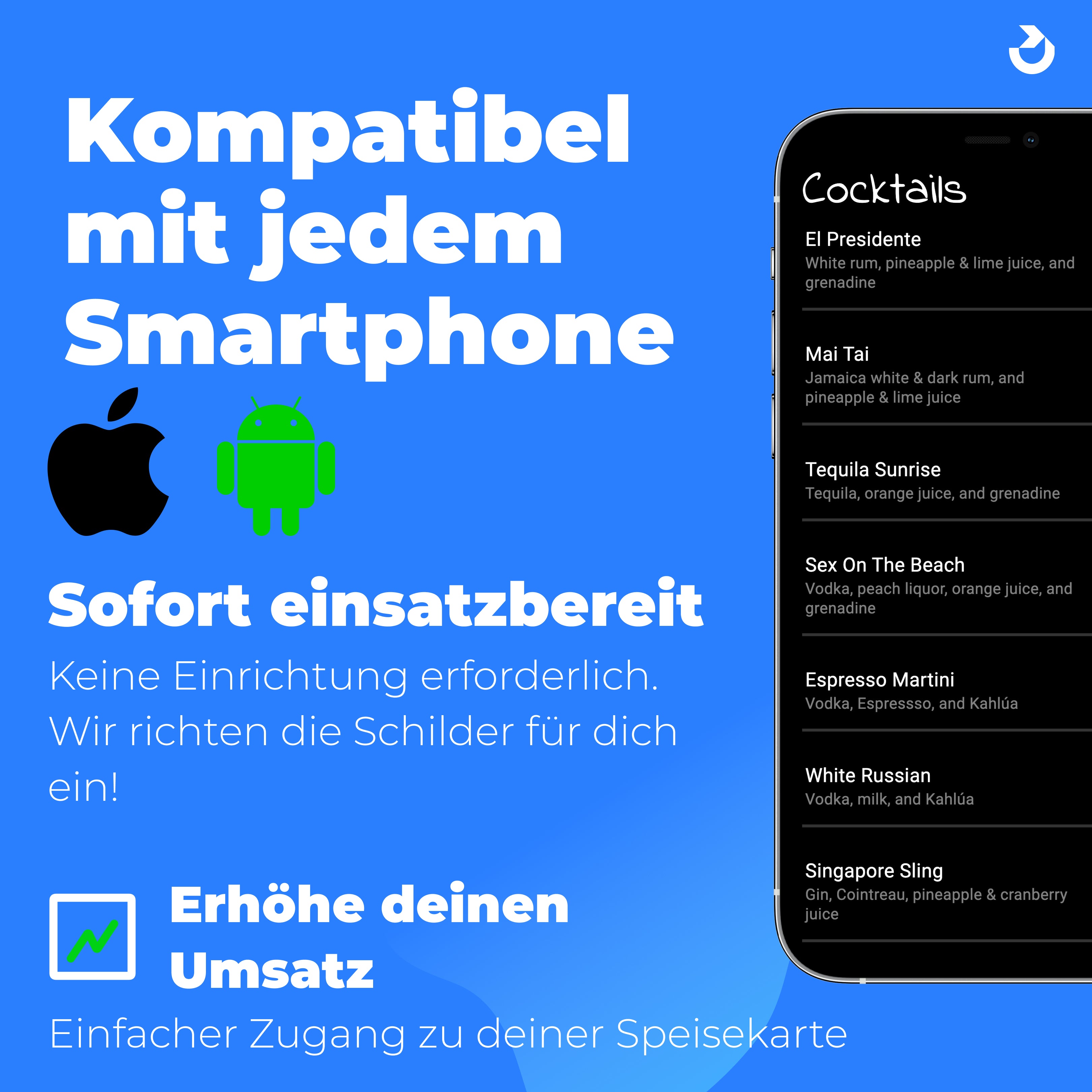 Speisekarten Aufsteller mit NFC & QR