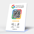 Google Bewertung Aufsteller mit NFC & QR-Code in weiß #Sprache_Deutsch German