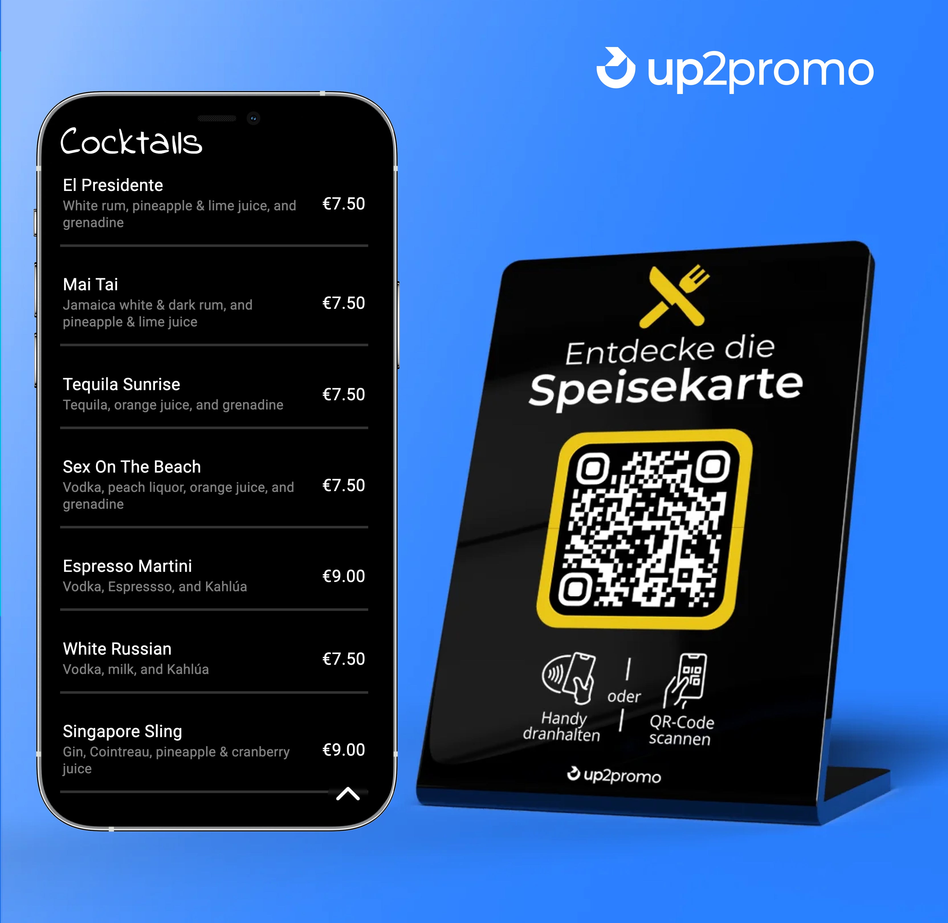 Stojak na menu z NFC i QR