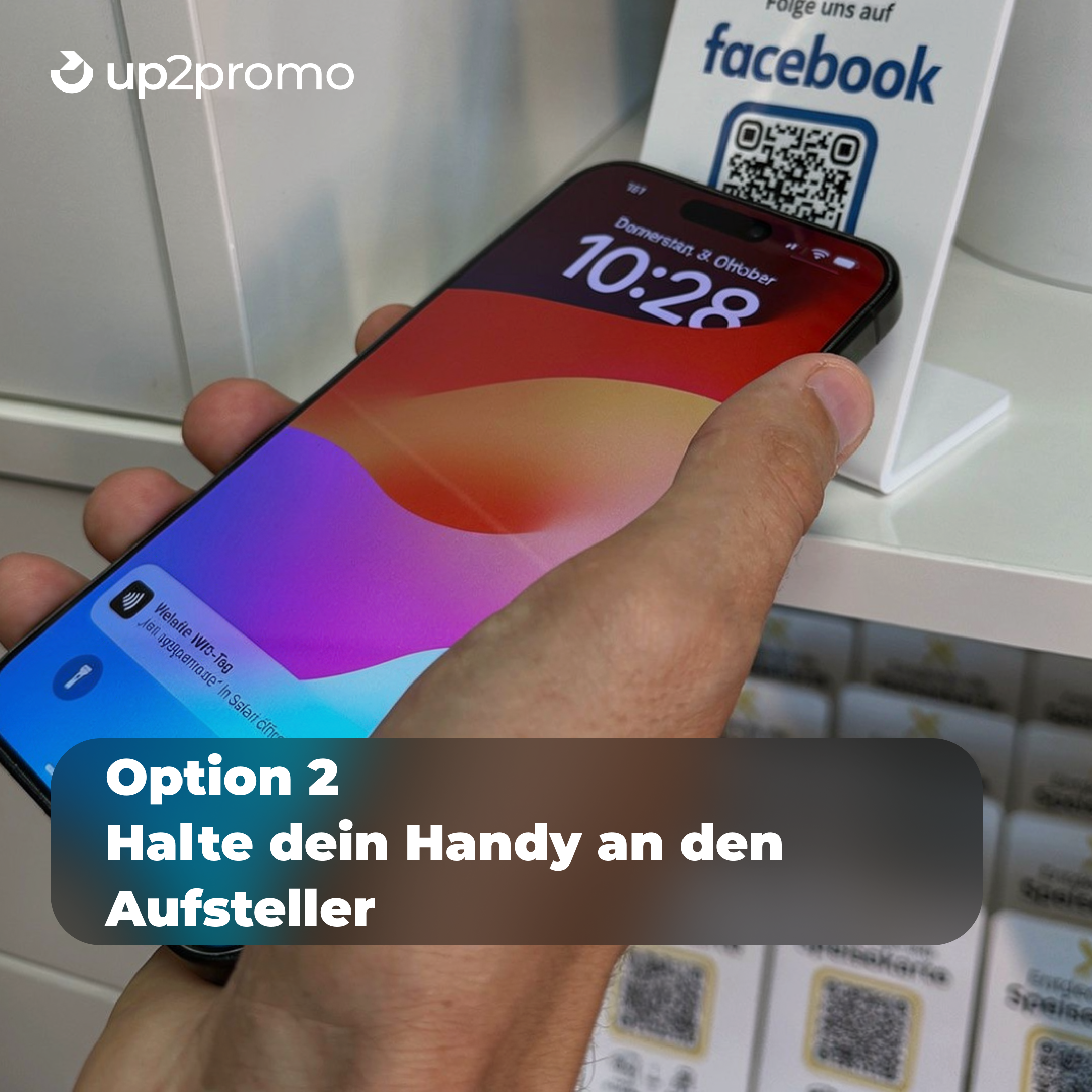 Facebook Aufsteller mit NFC & QR