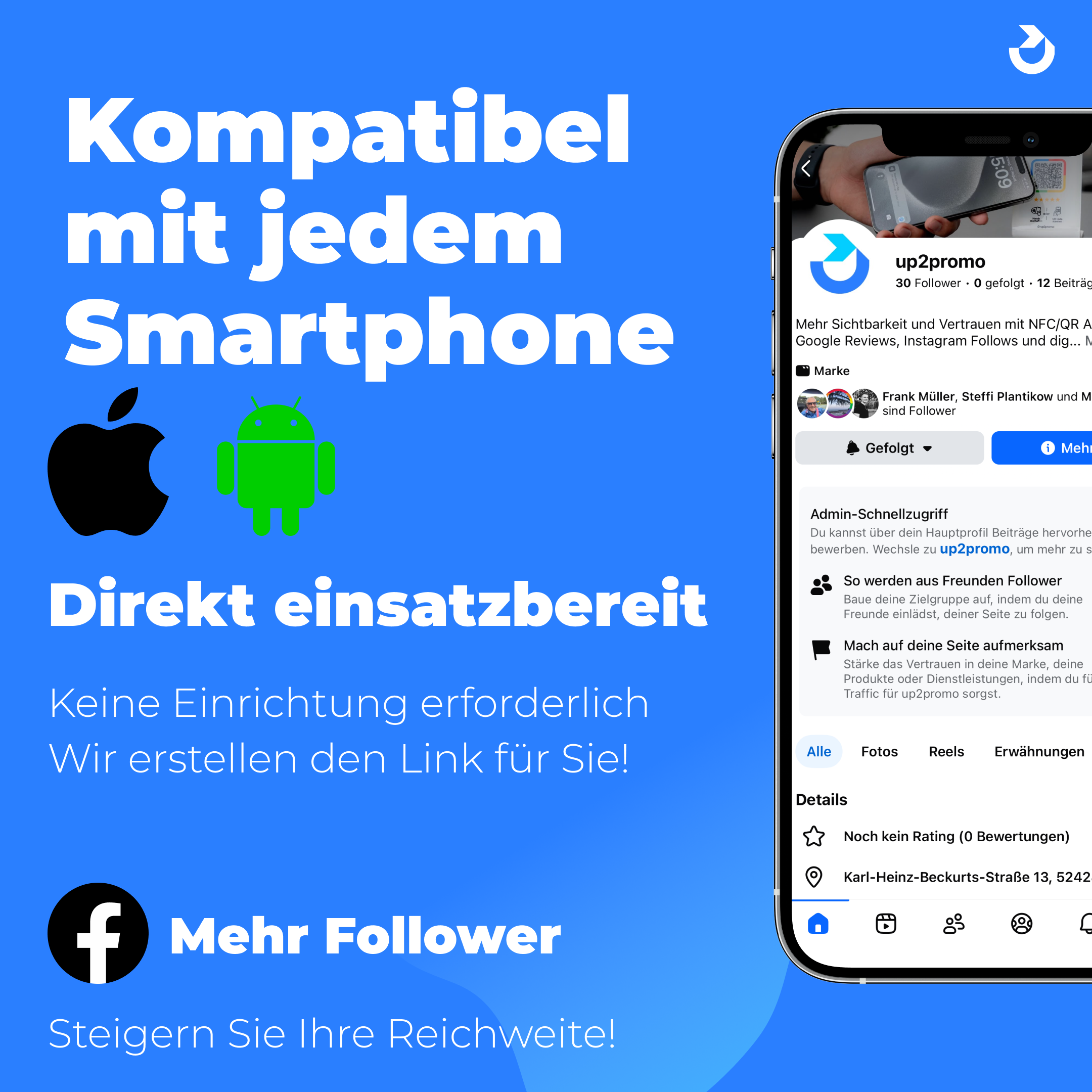 Facebook Aufsteller mit NFC & QR