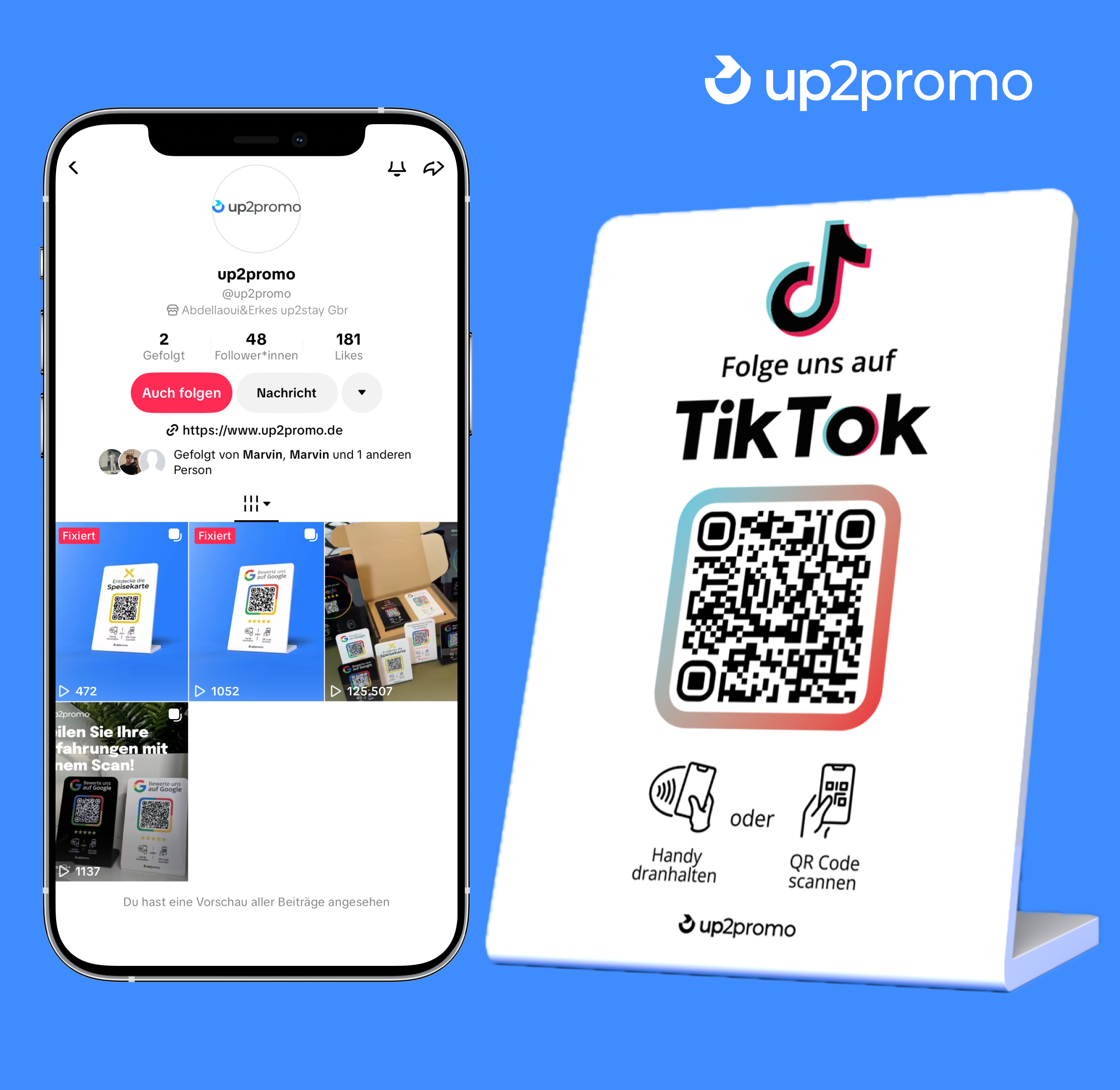TikTok Aufsteller mit NFC & QR